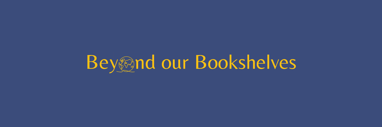 beyond our bookshelves yellow on blue long logo